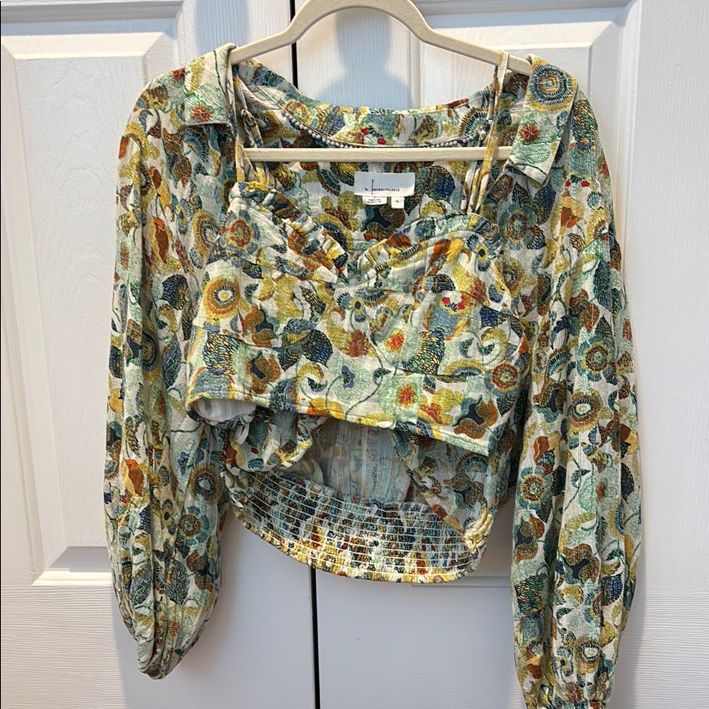 Anthropologie Floral Multicolor Women's Blouse Set